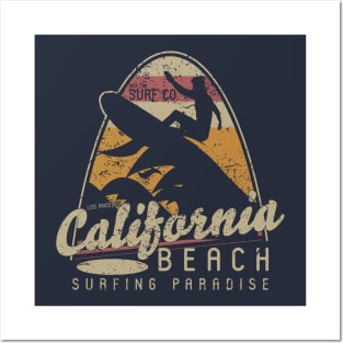 California Beach Surfing Posters and Art